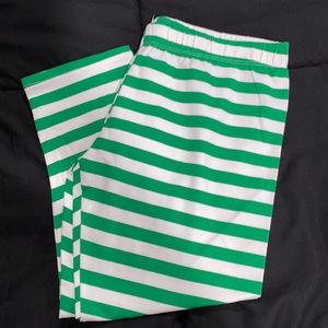 Green & White Stripes Capris Tights
